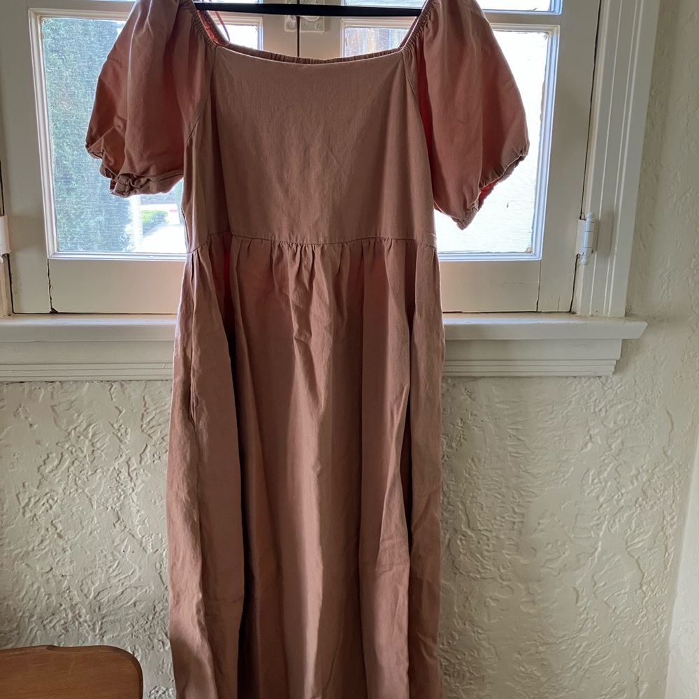 Chic Tan Midi Dress for Women - Picture 3 of 6